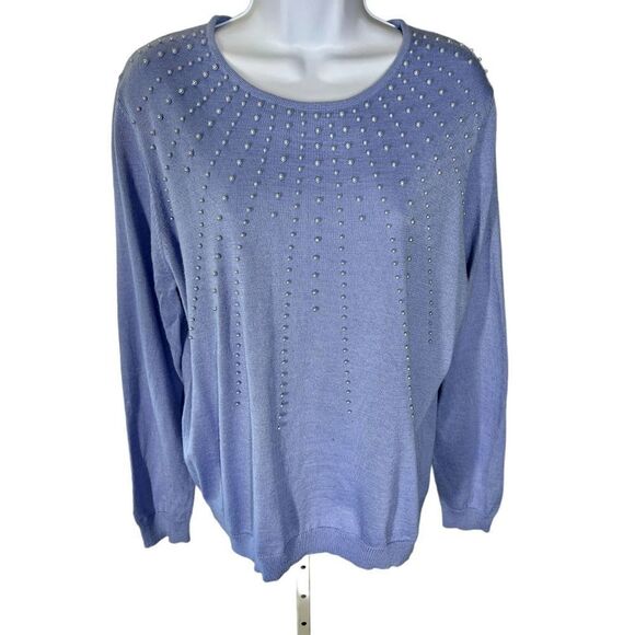 Alfred Dunner Purple Embellished Wool Blend‎ Long Sleeve Sweater Women’s Size XL - Picture 1 of 6